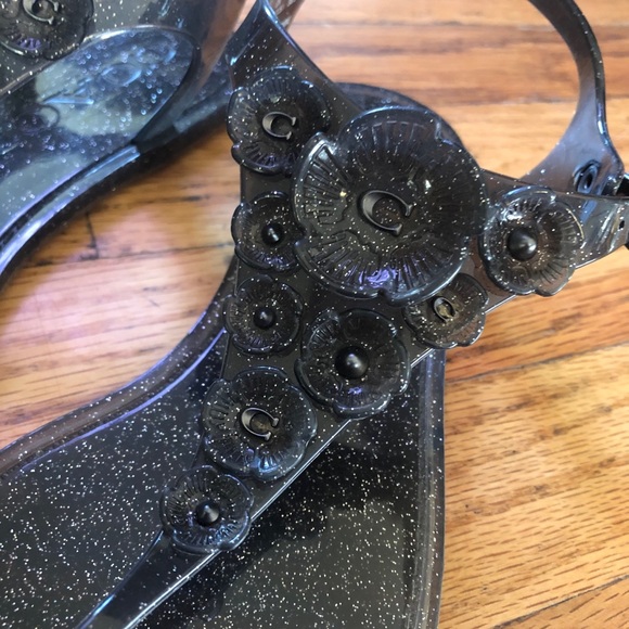 Coach Black With Silver Sparkle Jelly Sandals, 8 - Picture 6 of 7
